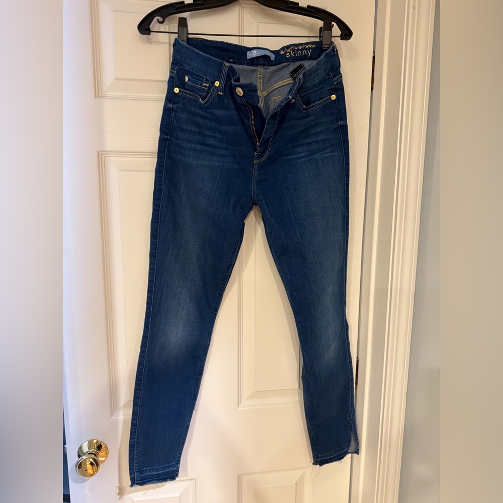 7 For All Mankind Skinny High Waist Ankle Blue Jeans